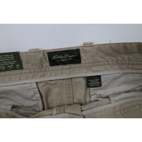 Deadstock Vtg Eddie Bauer Mens 36x32 Classic Fit Pleated Wide Leg Chino Pants - Picture 8 of 16